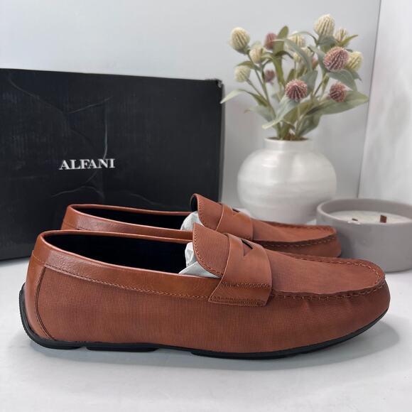 Alfani Iker Penny Driving Loafers Tan Slip On Shoes 100120994 Men's US 9.5 M NWB - Picture 3 of 10